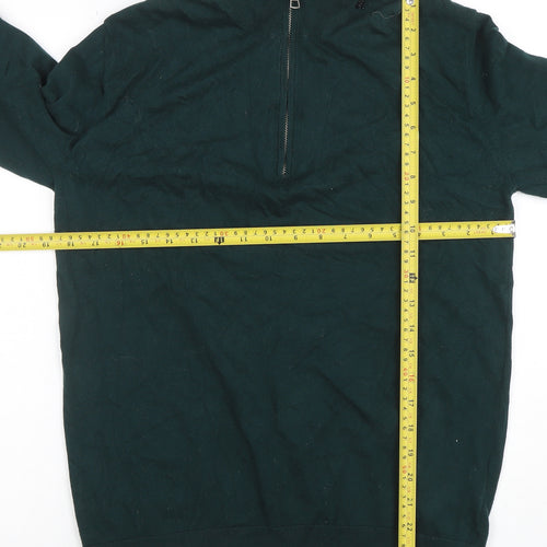 Replay Men's Green 1/4 Zip Long Sleeve Cotton Jumper Size M