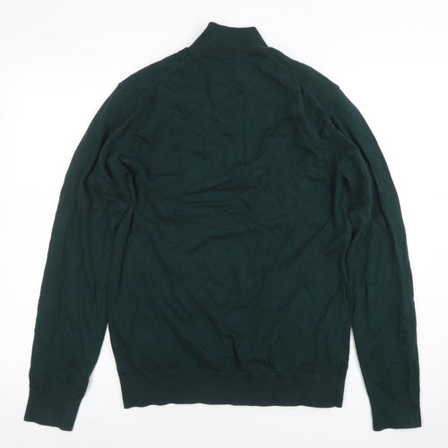 Replay Men's Green 1/4 Zip Long Sleeve Cotton Jumper Size M