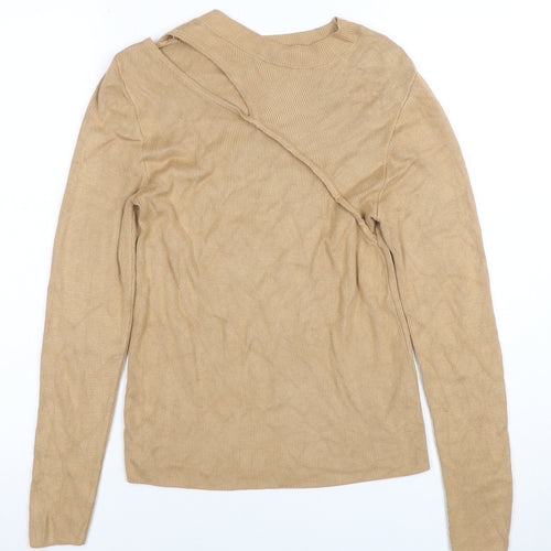 Sonder Studio Women Beige High Neck Strappy Sleeve Pullover Jumper Size 8