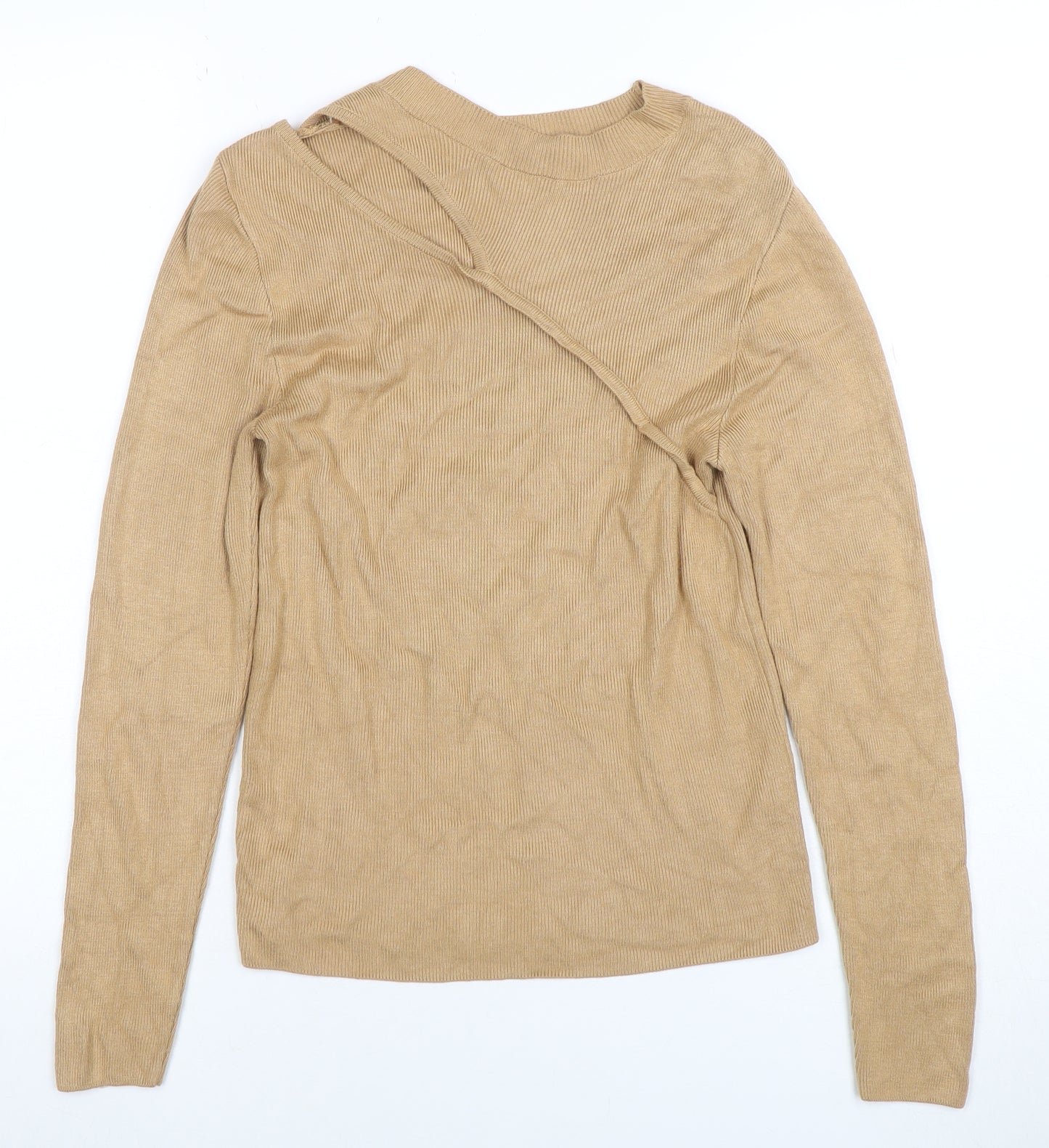 Sonder Studio Women Beige High Neck Strappy Sleeve Pullover Jumper Size 8