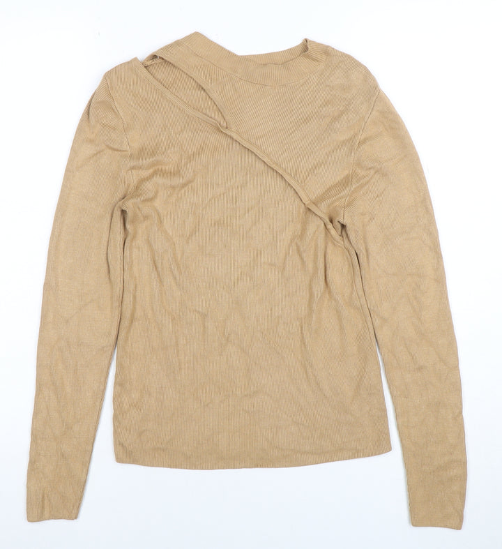 Sonder Studio Women Beige High Neck Strappy Sleeve Pullover Jumper Size 8