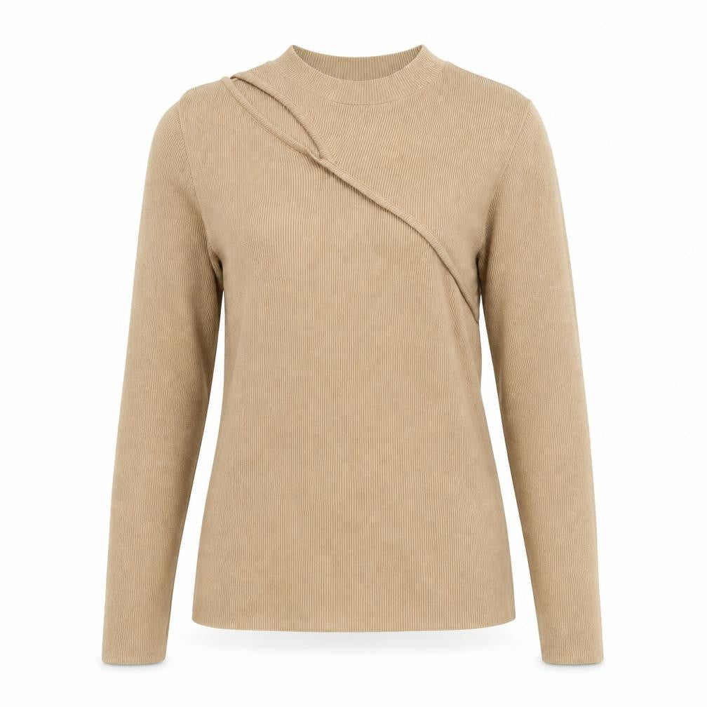 Front view of Sonder Studio Women Beige High Neck Strappy Sleeve jumper, size 8