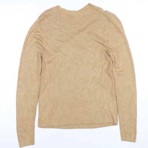 Sonder Studio Women Beige High Neck Strappy Sleeve Pullover Jumper Size 8