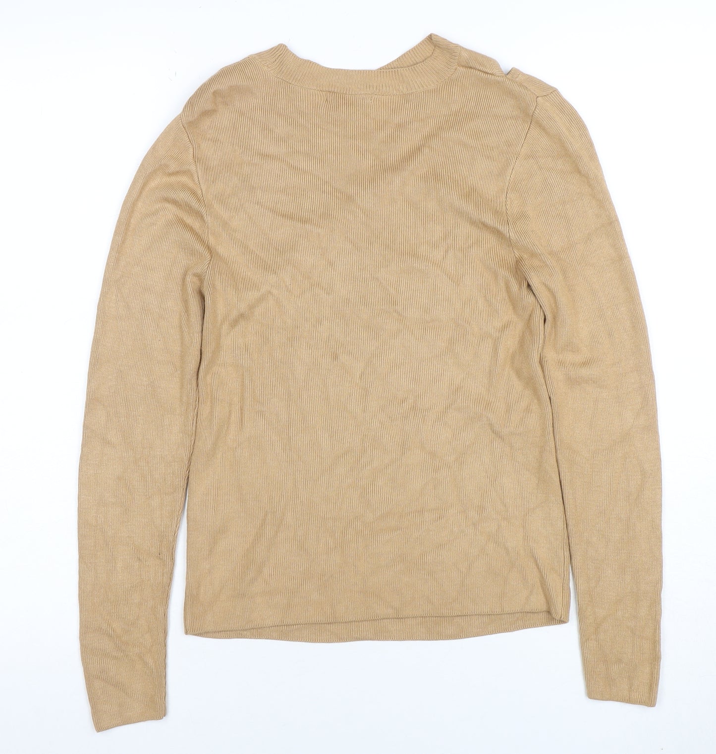 Sonder Studio Women Beige High Neck Strappy Sleeve Pullover Jumper Size 8