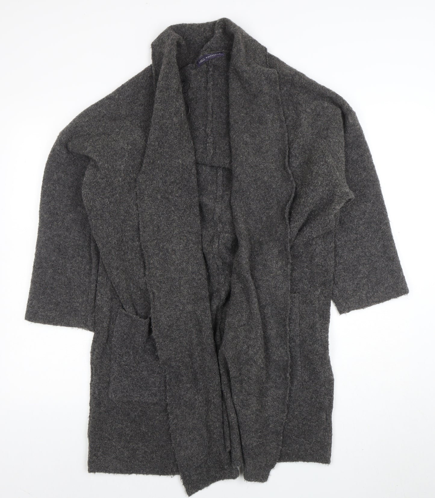 Marks and Spencer Women’s Grey Knit Open Cardigan M Relaxed Fit