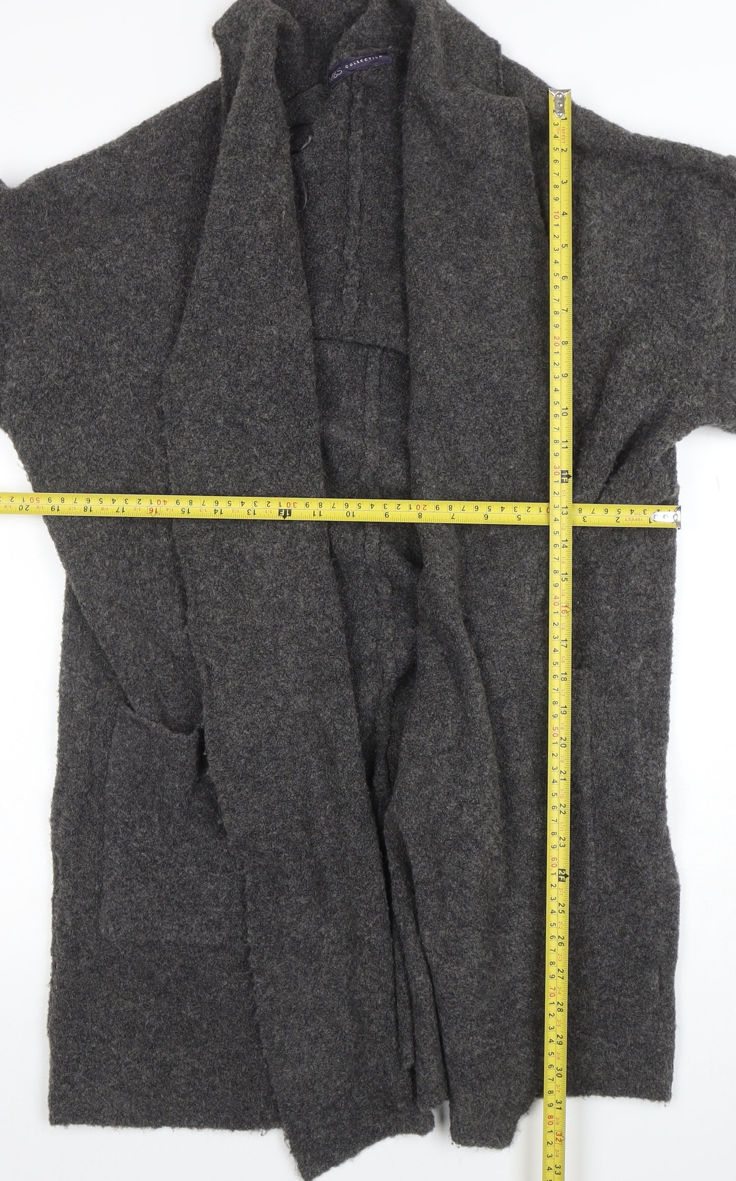Marks and Spencer Women’s Grey Knit Open Cardigan M Relaxed Fit