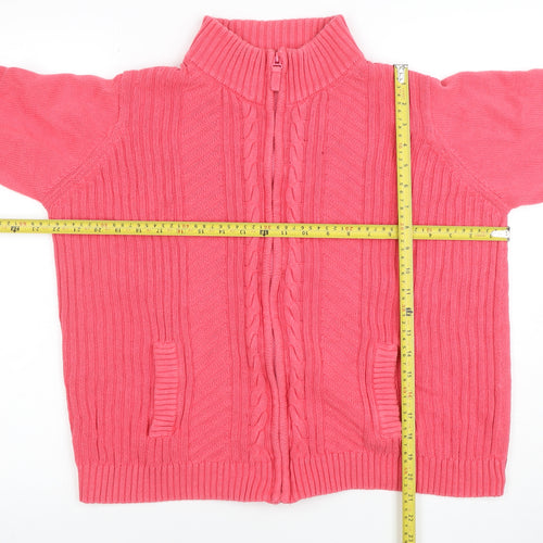 Isle Essentials Women's Pink Full Zip Cotton Jumper Size L 18-20