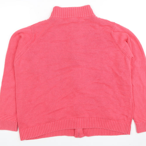 Isle Essentials Women's Pink Full Zip Cotton Jumper Size L 18-20