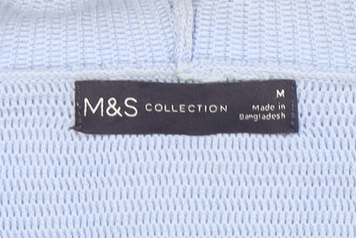 Marks and Spencer Women Blue Full Zip Hoodie Cotton Knit M