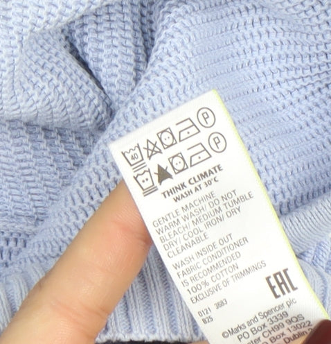 Marks and Spencer Women Blue Full Zip Hoodie Cotton Knit M