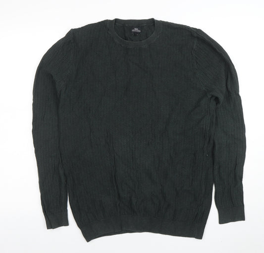 Next Men’s Green Cotton Cable-Knit Crew Neck Jumper Size M