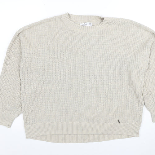 Hollister Womens Beige Knit Crew Neck Pullover Jumper XS