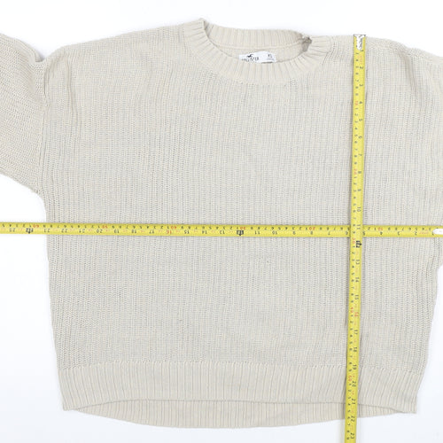 Hollister Womens Beige Knit Crew Neck Pullover Jumper XS