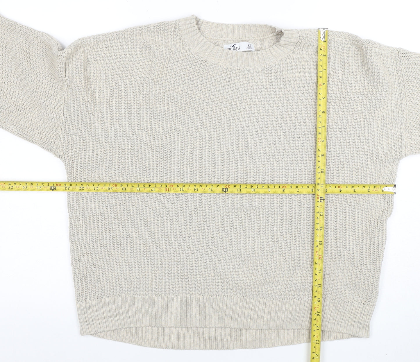 Hollister Womens Beige Knit Crew Neck Pullover Jumper XS