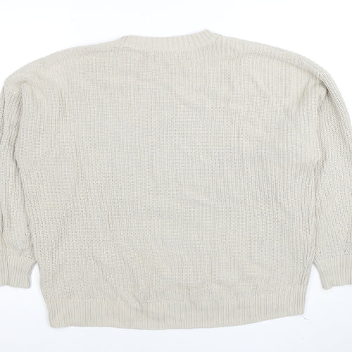 Hollister Womens Beige Knit Crew Neck Pullover Jumper XS