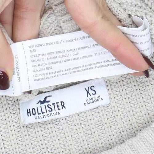 Hollister Womens Beige Knit Crew Neck Pullover Jumper XS
