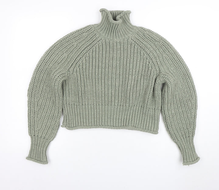 H&M Women’s Green Roll Neck Chunky Knit Jumper XS