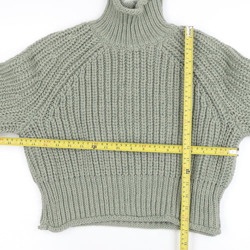 H&M Women’s Green Roll Neck Chunky Knit Jumper XS