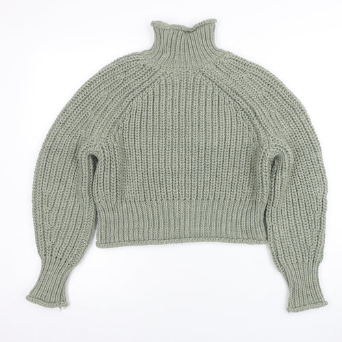 H&M Women’s Green Roll Neck Chunky Knit Jumper XS