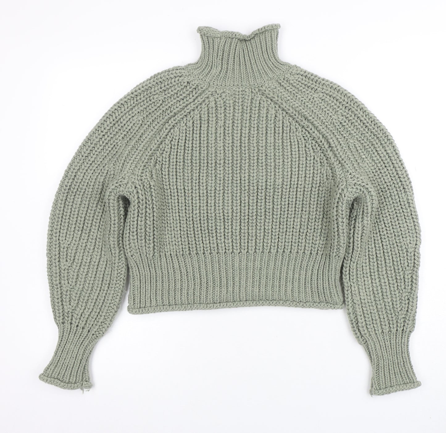 H&M Women’s Green Roll Neck Chunky Knit Jumper XS