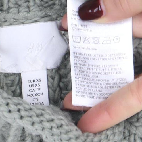 H&M Women’s Green Roll Neck Chunky Knit Jumper XS