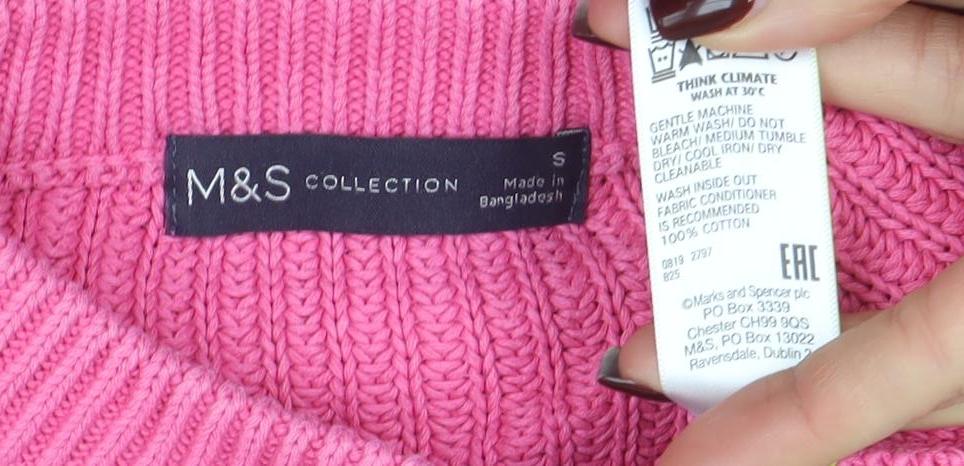 Marks and Spencer Women’s Pink Cotton Knit Jumper Size S