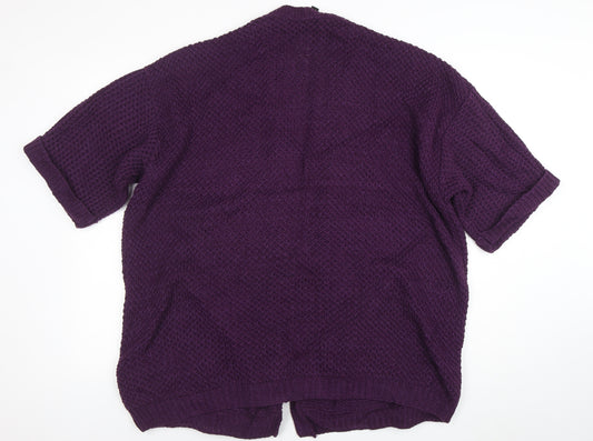 LabelBe Womens Purple Plus Size 24 Chunky Knit Cardigan