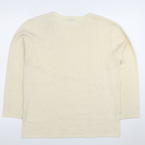 Damart Women’s Beige Embroidered Wool Blend Jumper Size 16/18