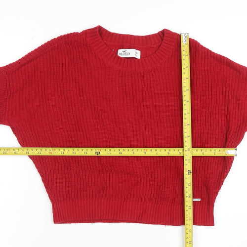 Hollister Women's Red Chunky Knit Crew Neck Jumper XS