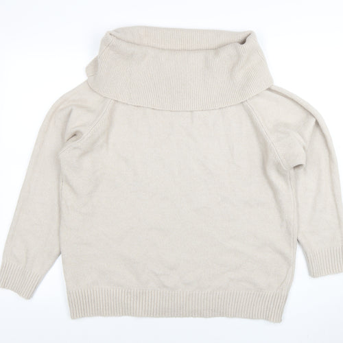 Be You Womens Beige Cowl Neck Long Sleeve Pullover Jumper Size 16