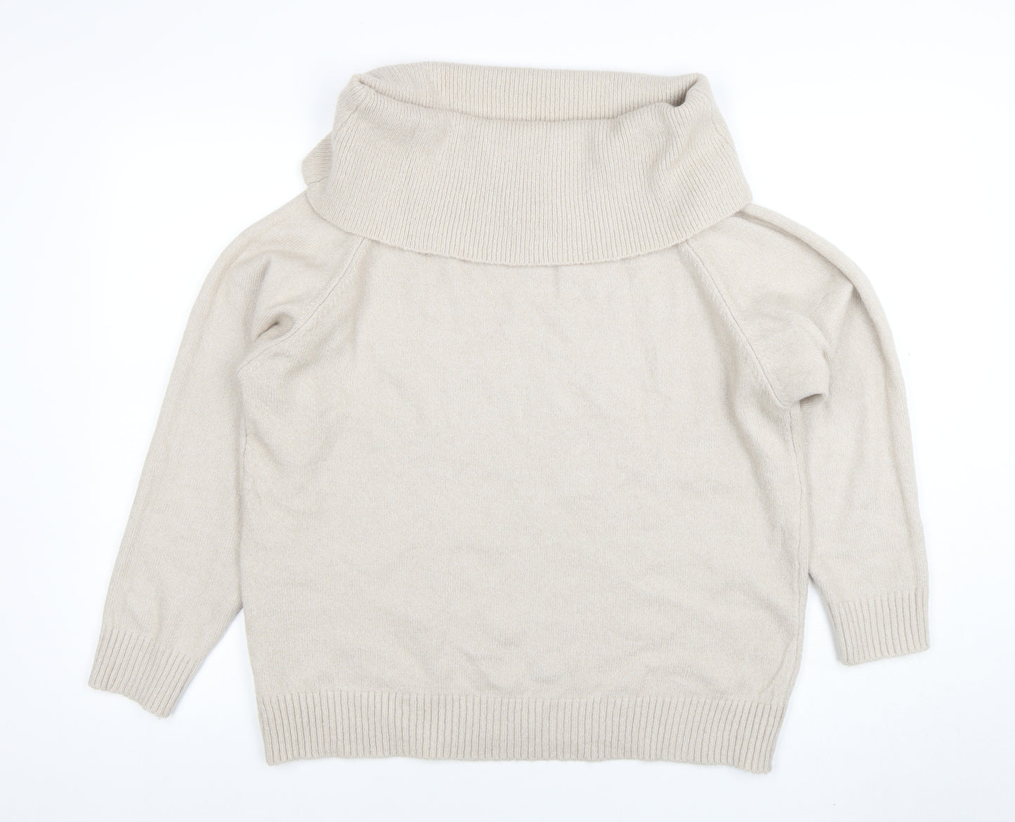 Be You Womens Beige Cowl Neck Long Sleeve Pullover Jumper Size 16