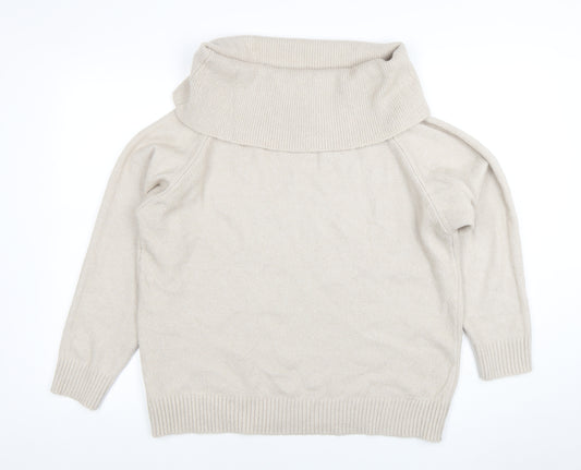 Be You Womens Beige Cowl Neck Long Sleeve Pullover Jumper Size 16