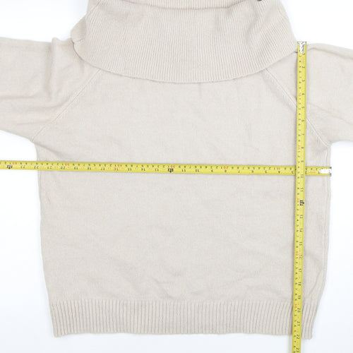 Be You Womens Beige Cowl Neck Long Sleeve Pullover Jumper Size 16