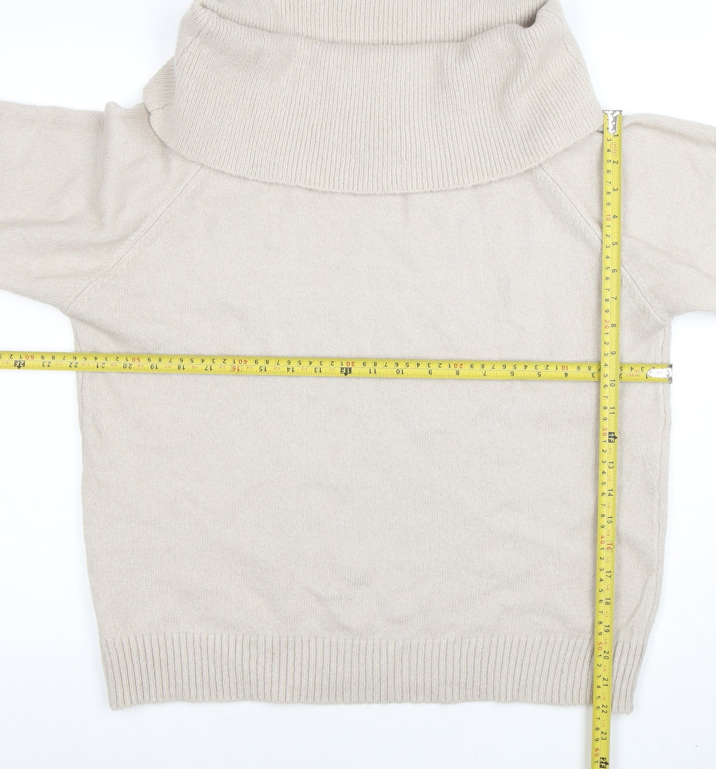 Be You Womens Beige Cowl Neck Long Sleeve Pullover Jumper Size 16