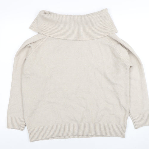 Be You Womens Beige Cowl Neck Long Sleeve Pullover Jumper Size 16