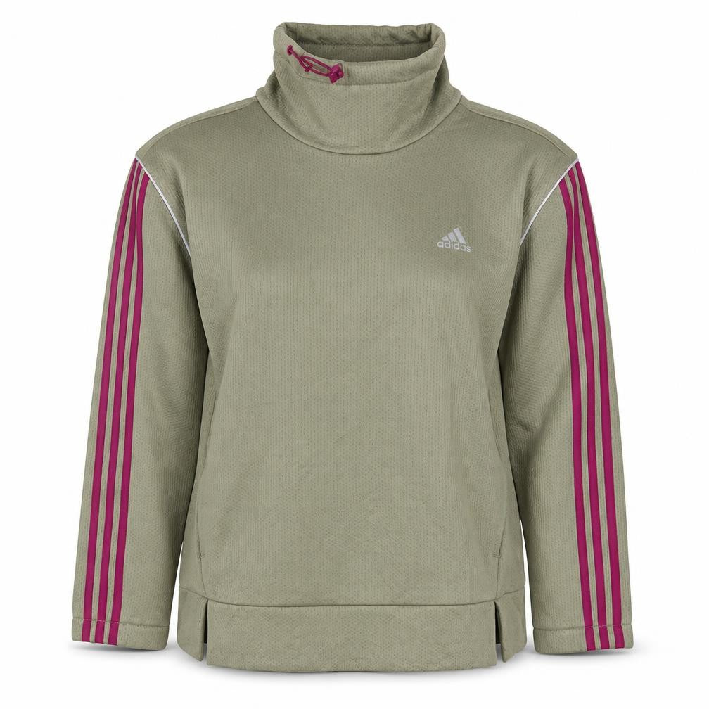 Front view of Adidas Women’s Green Long Sleeve Pullover Sweatshirt, size L, Aeroready