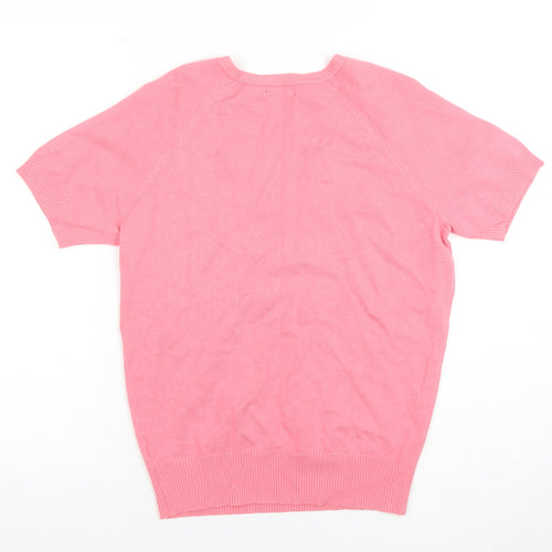 Happy D by Damart Women’s Pink V-Neck Short Sleeve Knit Top Size S 10/12