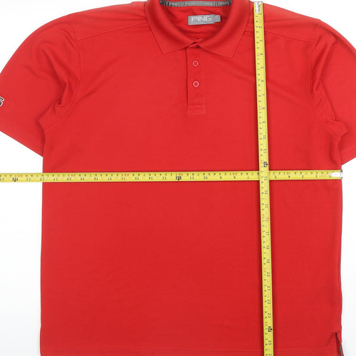 PING Men's Red Golf Polo Shirt Size L Moisture Wicking Performance