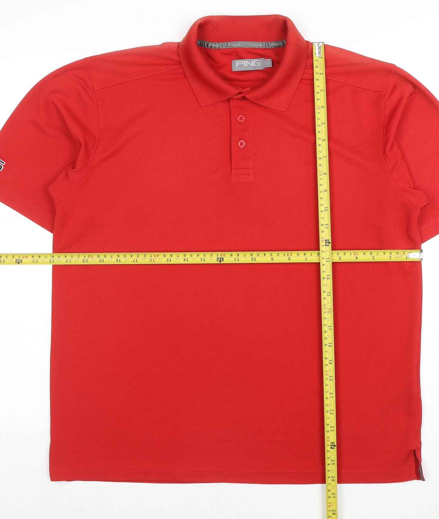 PING Men's Red Golf Polo Shirt Size L Moisture Wicking Performance