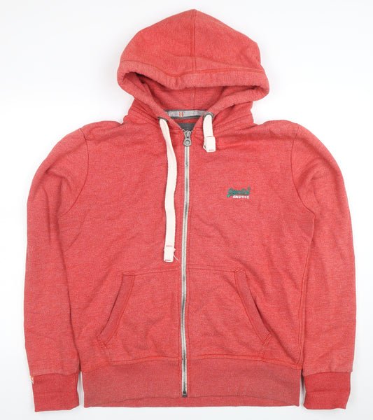 Superdry Men's Red Full Zip Hoodie XL Fleece Casual
