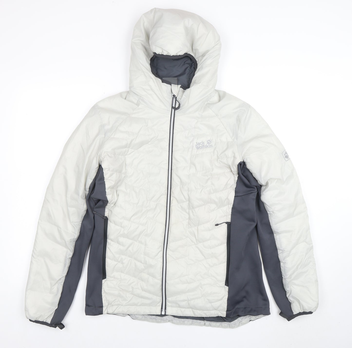 Jack Wolfskin Men's White Hooded Puffer Jacket Size M Water Resistant