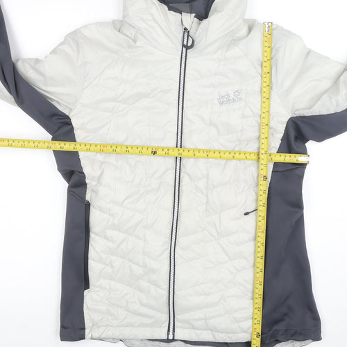 Jack Wolfskin Men's White Hooded Puffer Jacket Size M Water Resistant