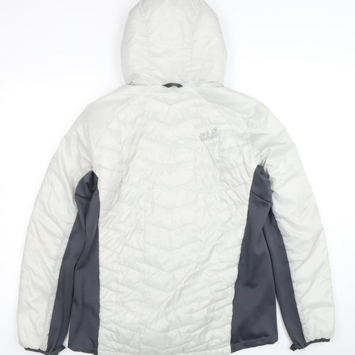 Jack Wolfskin Men's White Hooded Puffer Jacket Size M Water Resistant