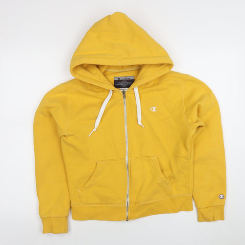 Champion Womens Yellow Full Zip Hoodie Cotton Blend M