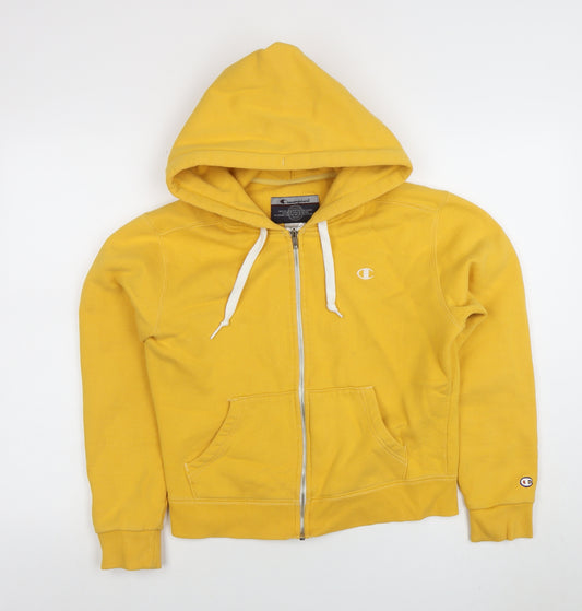 Champion Womens Yellow Full Zip Hoodie Cotton Blend M