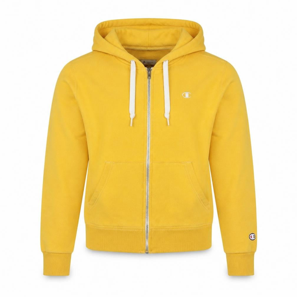 Champion Womens Yellow Full Zip Hoodie Cotton Blend M
