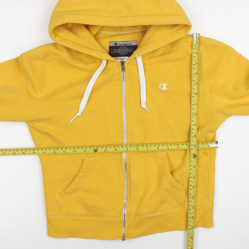 Champion Womens Yellow Full Zip Hoodie Cotton Blend M