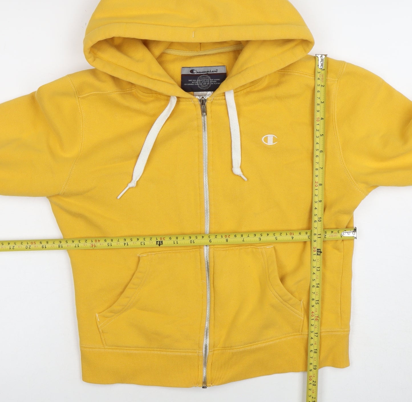 Champion Womens Yellow Full Zip Hoodie Cotton Blend M