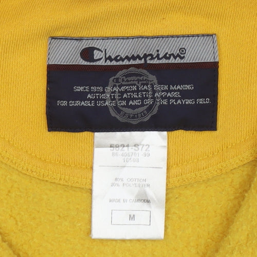 Champion Womens Yellow Full Zip Hoodie Cotton Blend M