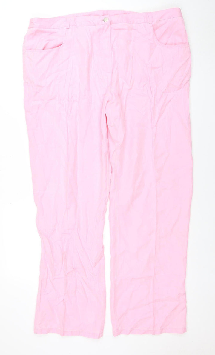 Ann Harvey Women's Pink Lyocell Straight Leg Plus Size 20 Trousers
